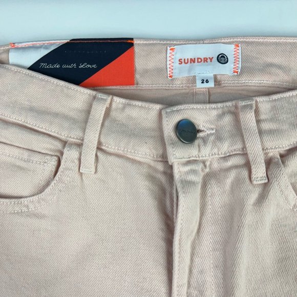 Sundry Womens Slim Skinny Jeans Pink Red Leg Stripe Denim 5-Pocket 26 New - Picture 10 of 12